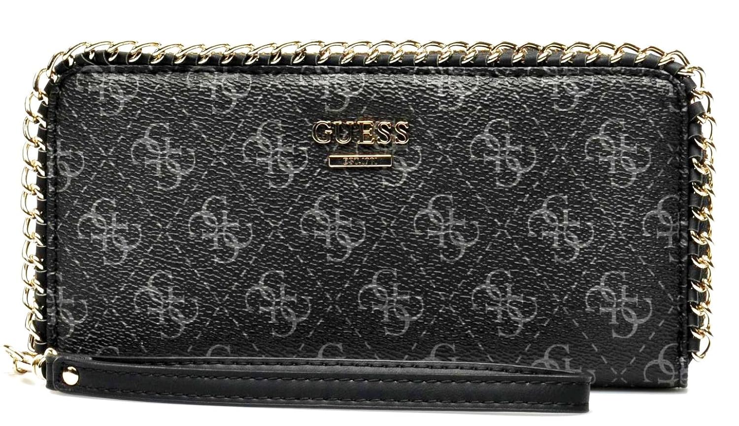 

GUESS Confidential Logo Chain Zip-Aroud Wallet Clutch, Black