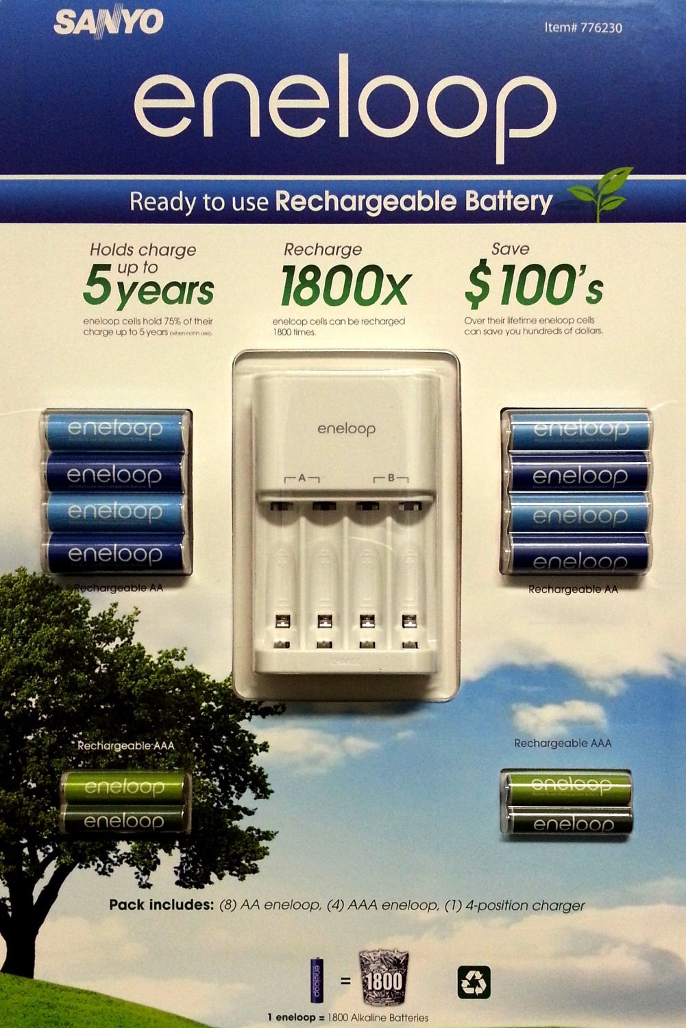 [Amazon] Sanyo Eneloop Ni-MH Charger & Battery Pack (8x AA, 4x AAA ...