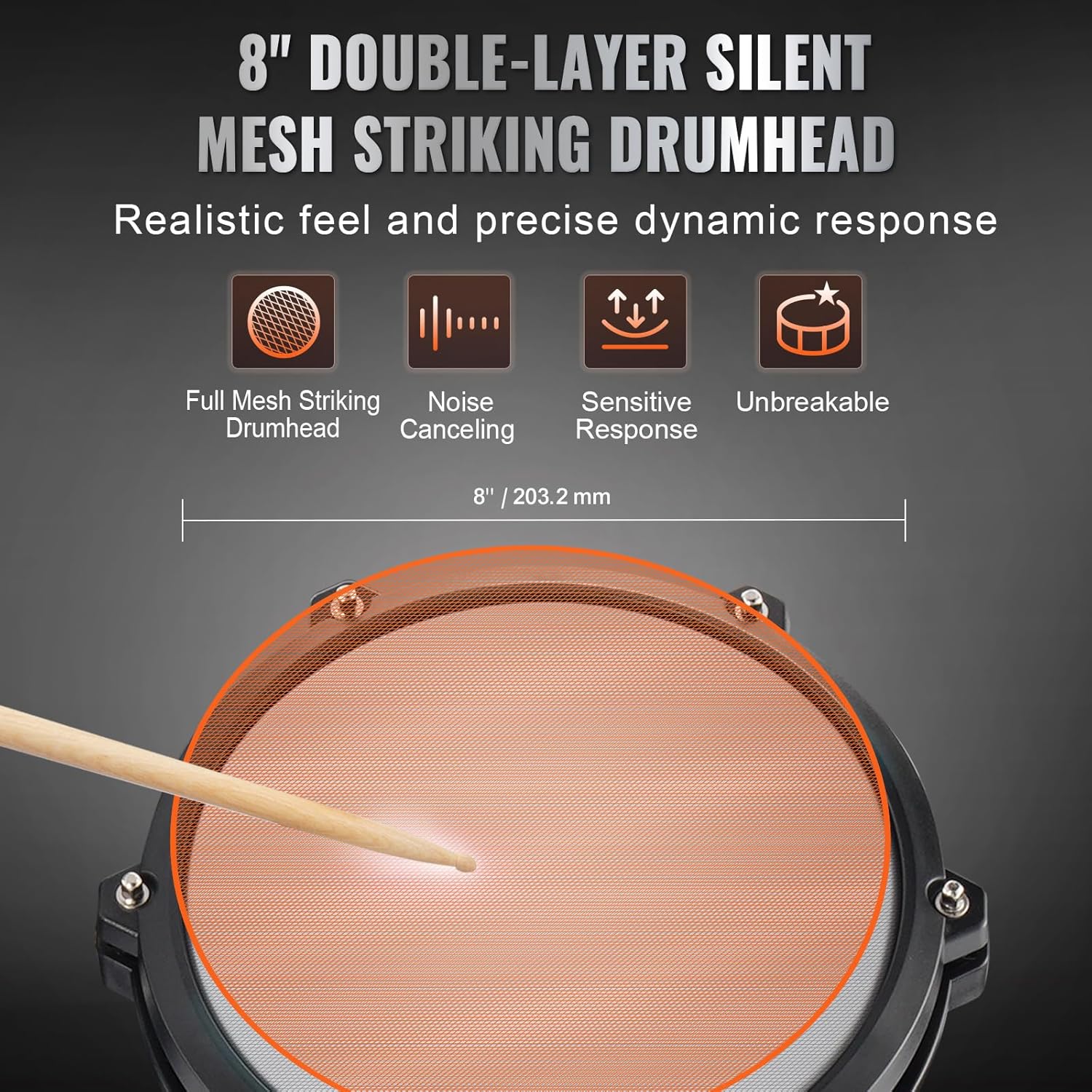 VEVOR Electric Drum Set, 15 Drum Kits & 150 Sounds, USB MIDI Supported, 8 In Quiet Mesh Snare, With Drum Sticks & Headphone, For Beginners & Adults_voghion.com