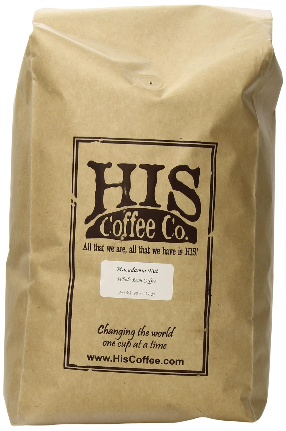 his coffee whole bean coffee, macadamia nut, 80 ounce