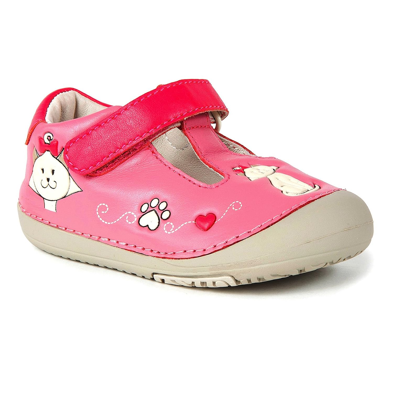 

Momo Baby First Walker/Toddler Kitty Cat T-Strap Leather Shoes