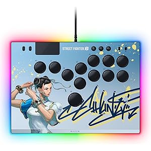 【PlayStation公式ライセンス商品】 Razer レイザー Kitsune SF6 Chun-Li Edition PS5 & PC 用 薄型 レバーレス アーケードコントローラー 高精度＆応答性の高いリニア薄型オプティカルスイッチ スリムで携帯性に優れた形状 ケーブル固定具 トーナメントロックスイッチ Chroma RGB ライティング キツネ 春麗 【日本正規代理店保証品】