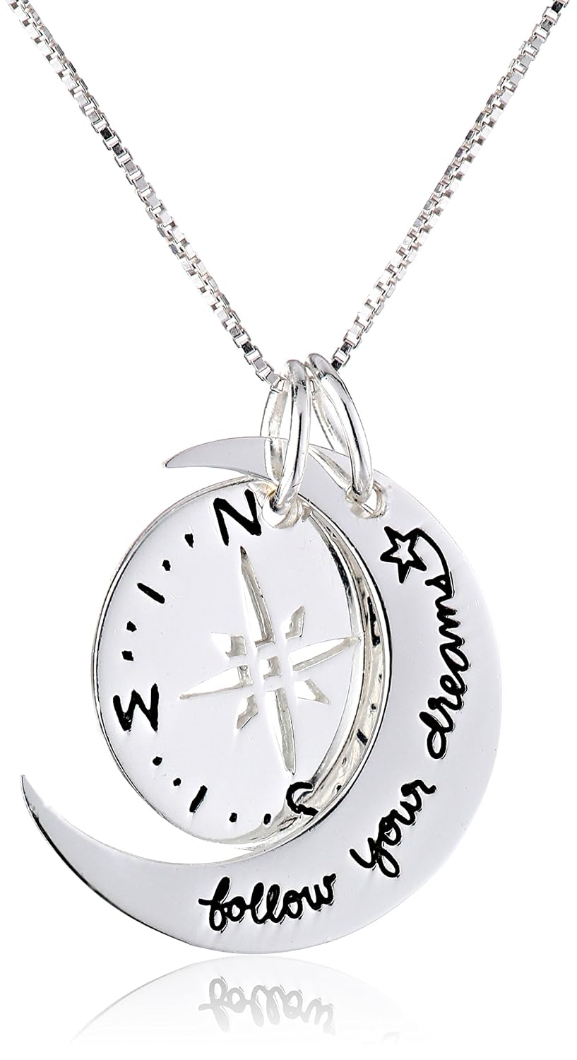 

Sterling Silver Two-Piece Compass "Follow Your Dreams" Pendant Necklace, 18"
