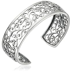 Sterling Silver Filigree Cuff Bracelet 6.5