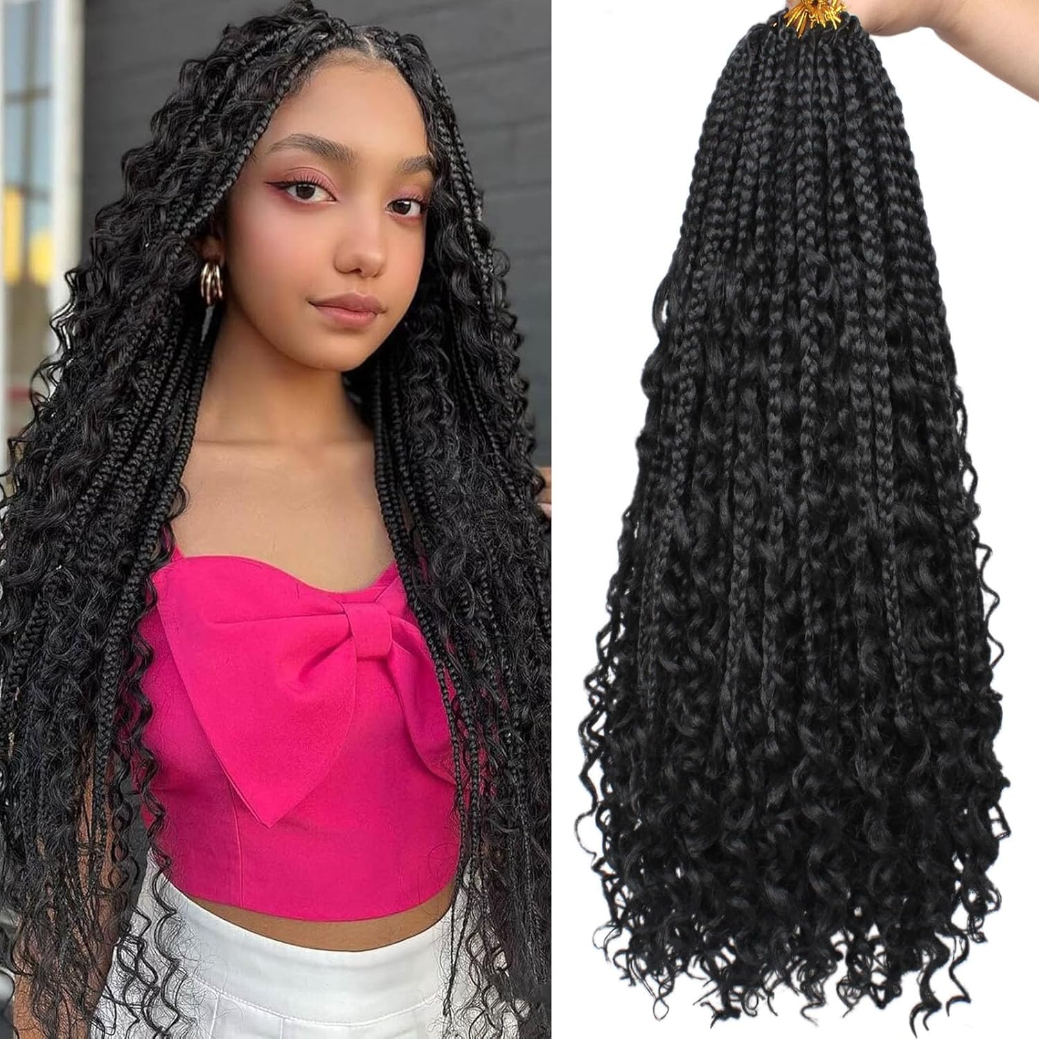 30 Inch Crochet Box Braids 8 Packs Black Goddess Box Braids Crochet Hair Bohomian Box Braids Crochet Hair Synthetic Braiding Hair Extensions_voghion.com