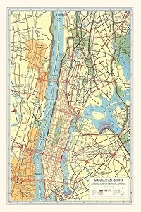 Vintage Journal Map of Manhattan and Bronx, New York (Pocket Sized - Found Image Press Journals)