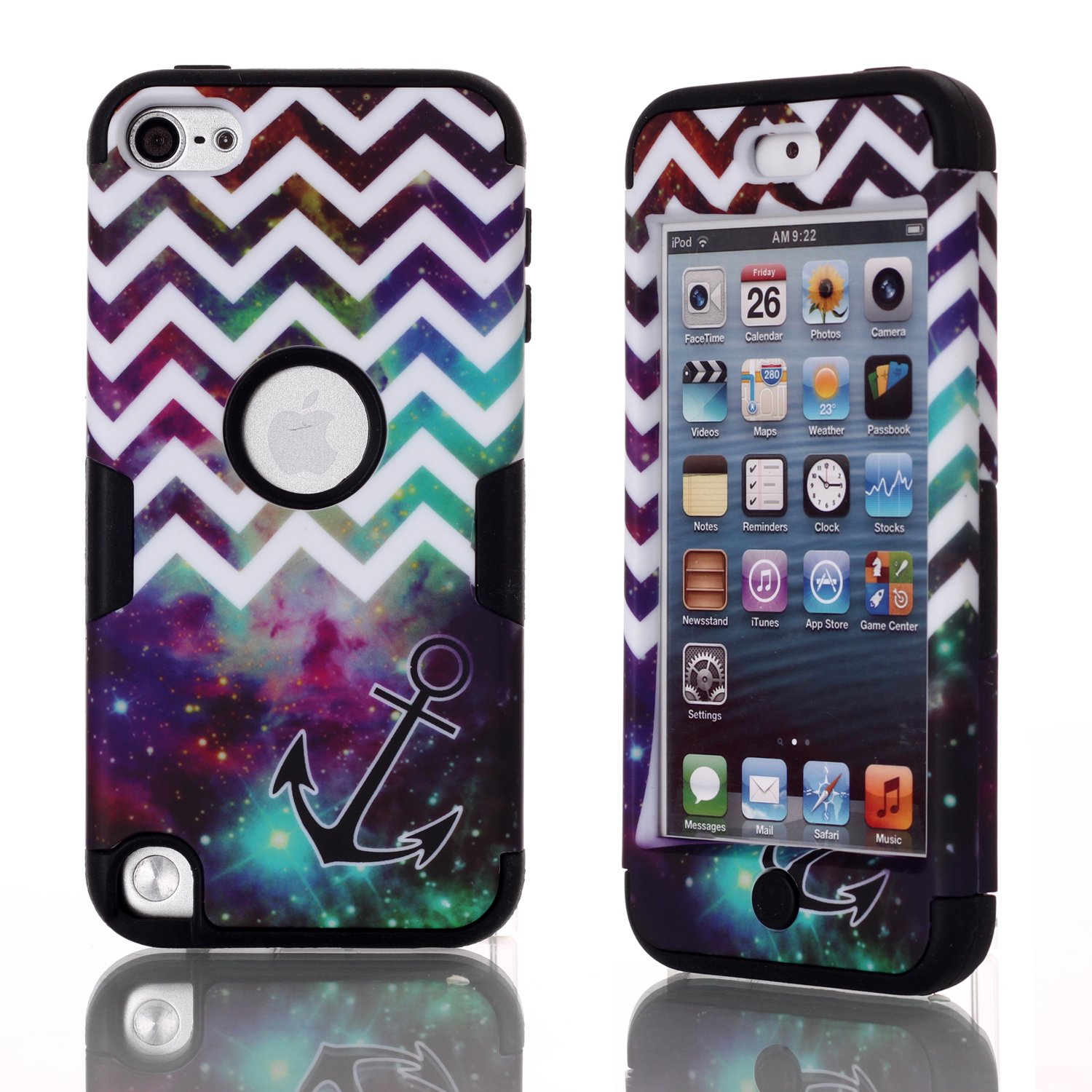 

Touch 5 Case, iPod Touch 5th Case, iTouch 5 Cover with Galaxy Chevron Anchor design Magicsky 3 in 1 Combo Tuff Hybrid Shockproof Case Cover Protector for Apple iPod Touch 5 5th Generation - 1 Pack
