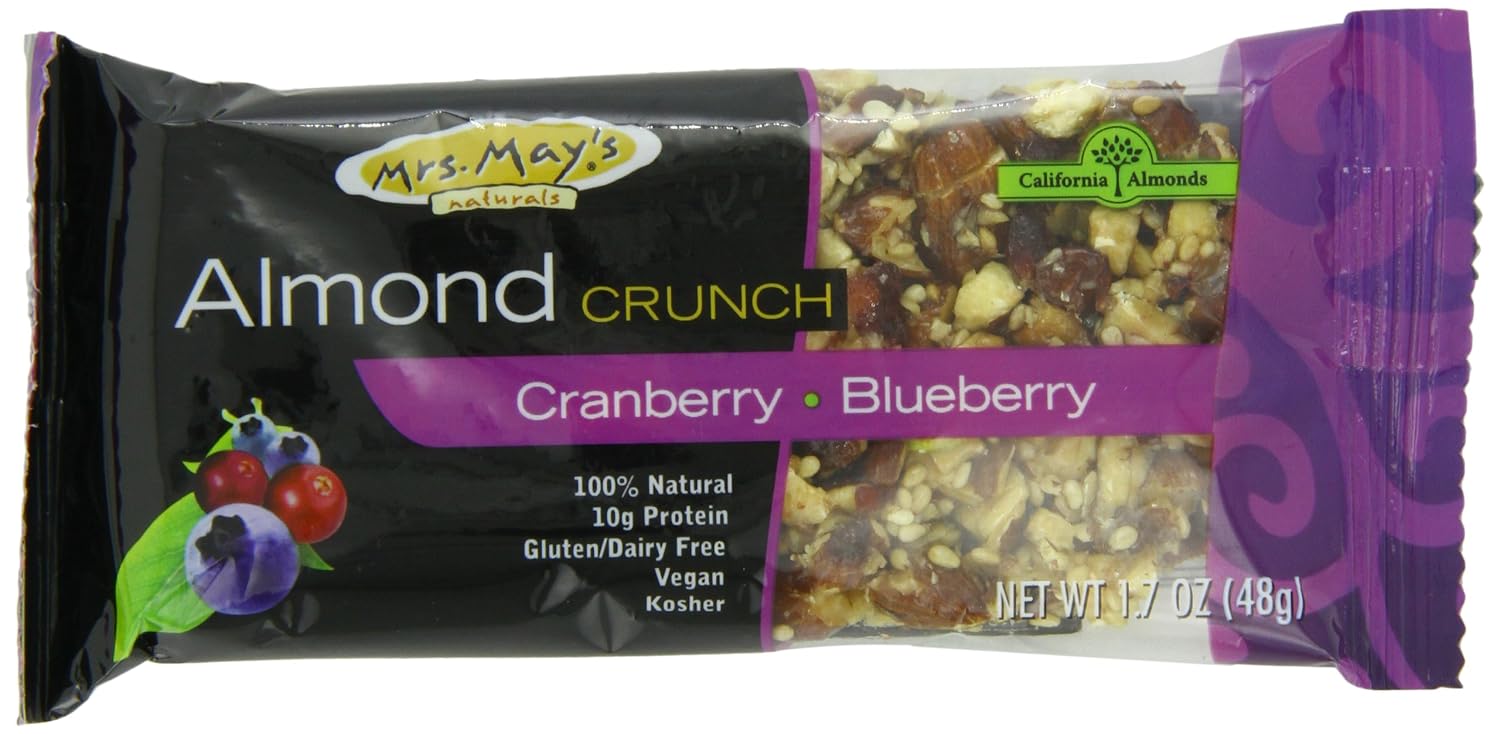 mrs. mays almond crunch bar, cranberry blueberry, 1.