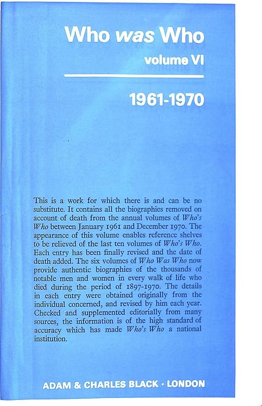 Who Was Who: 1961-70 v. 6 by Various