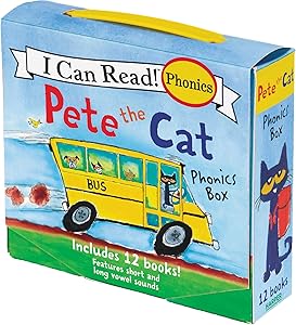Pete the Cat 12-Book Phonics Fun!: A Box of 12 Mini-Books Featuring Short and Long Vowel Sounds (My First I Can Read)