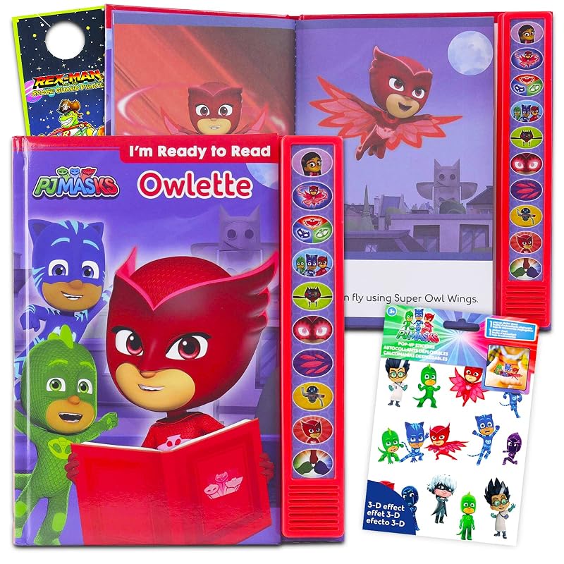 PJ Masks Ready to Read Interactive Storybook with Sound - Bundle with Deluxe PJ Masks Read Along Book with Sound Buttons Featuring Owlette Plus Stickers, Door Hanger (PJ Masks Books for Kids) by PI Kids