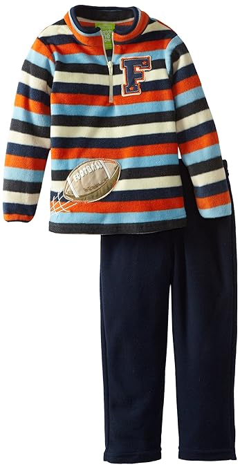 Watch Me Grow! by Sesame Street Boys 2-7 2 Piece Stripped Football Pullover and Pant, Navy, 2T