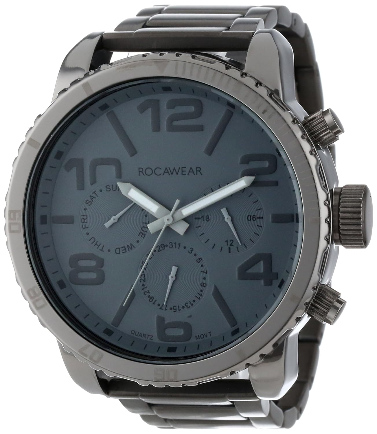 rocawear mens rm0112gy1-334 stylish bracelet enamel bezel watch