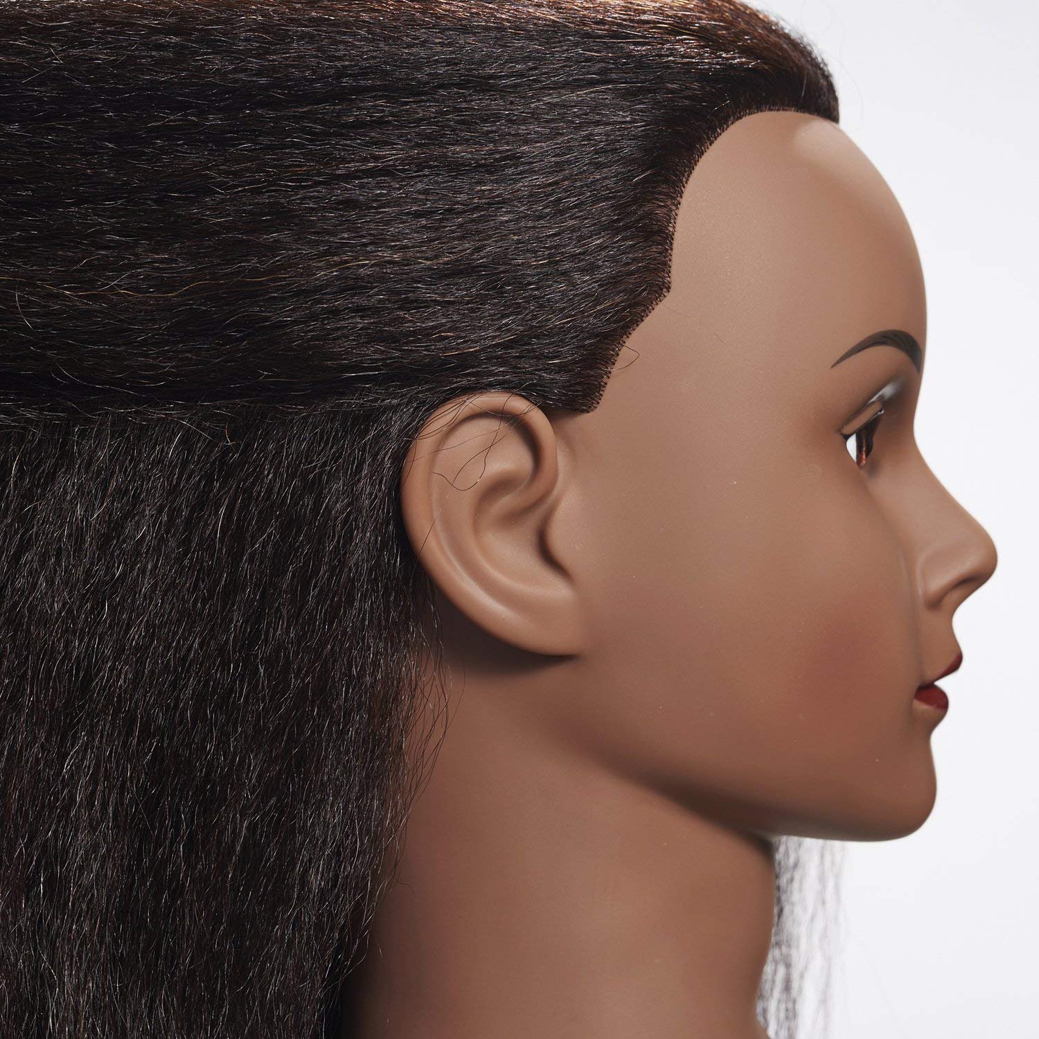 Testa di manichino 100% capelli veri, 16-18 pollici, testa da addestramento per parrucchieri e per la pratica di styling, testa di bambola per cosmetologia e per esercitazioni di trecce._voghion.com