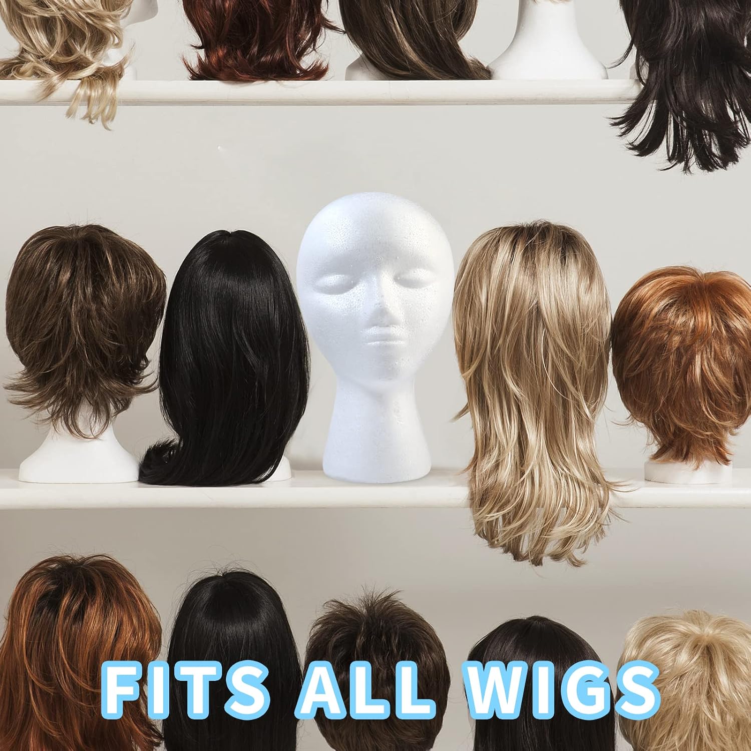 3 Pcs Foam Wig Head, Styrofoam Mannequin Head With Female Face For Multipurpose Wigs Display Stand, Model, Mask, Hat Display Stand, Art Work Painting_voghion.com