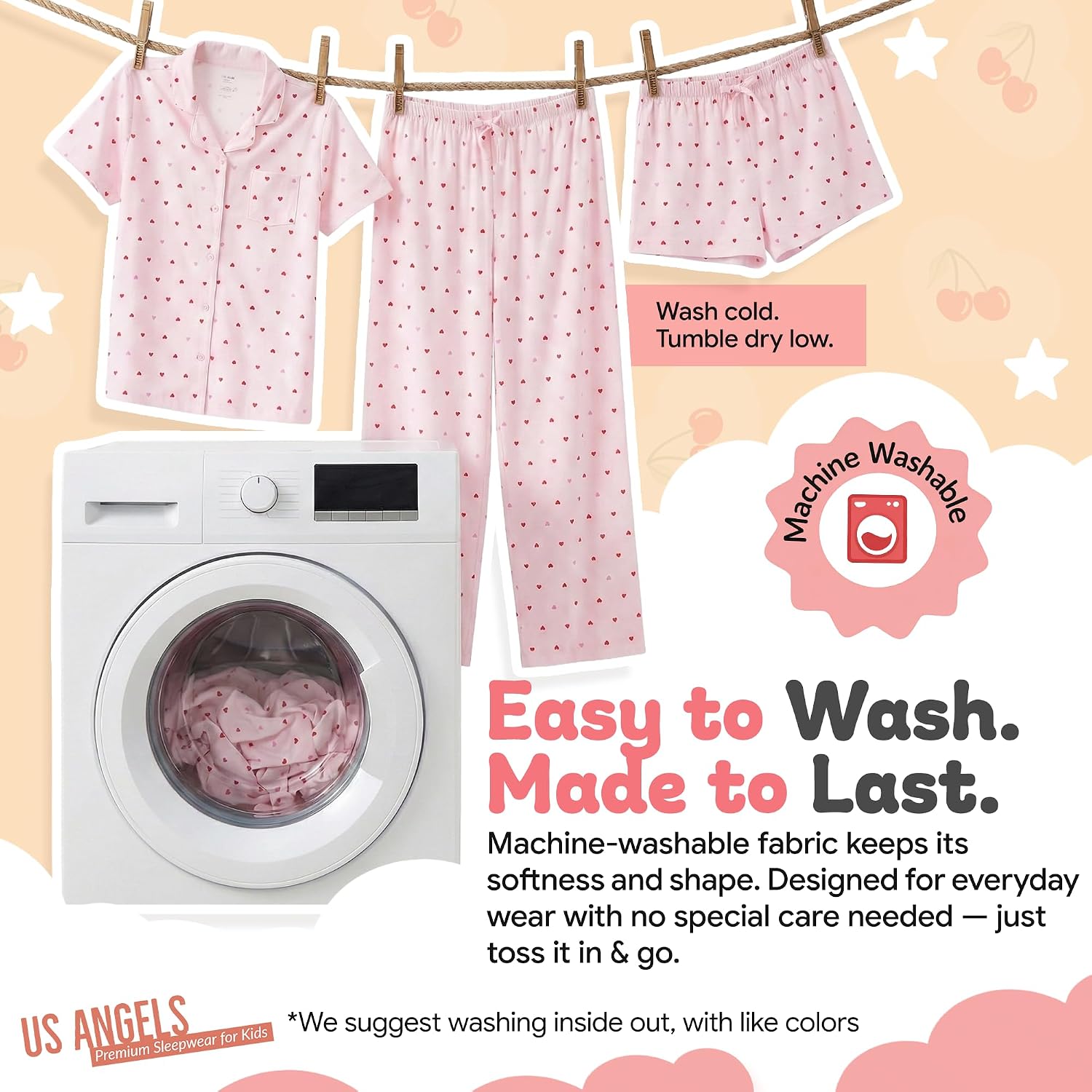 US Angels Girls Pajama Set 3 Piece, Short Sleeve Button Down PJs With Shorts & Pants, Soft Sleepwear Girls & Tweens Size 5-16_voghion.com