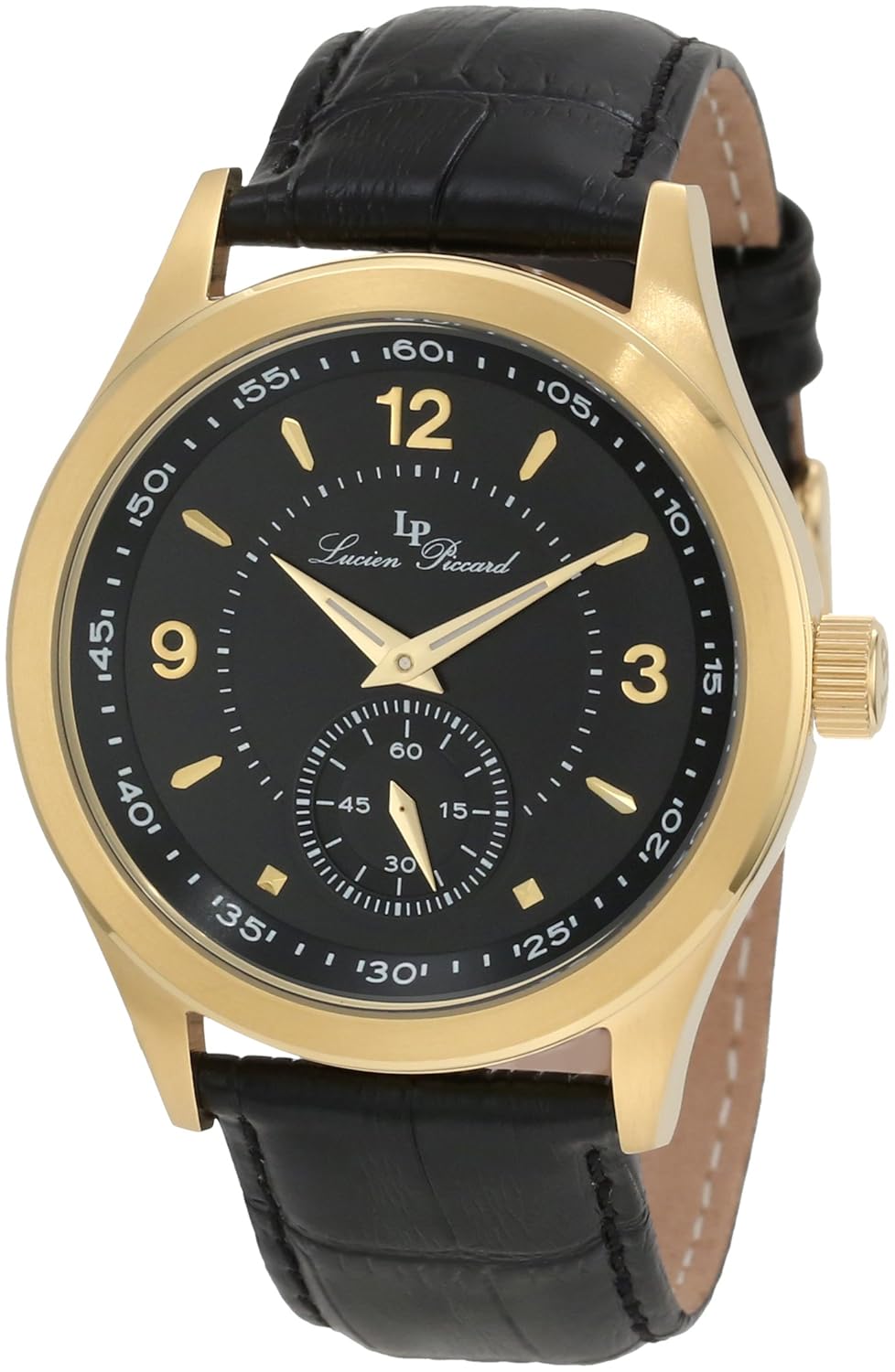 

Lucien Piccard Men's 11606-YG-01 Grande Casse Black Dial Black Leather Watch