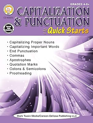 Mark Twain Media Capitalization and Punctuation Grades 4-12 Language Arts Workbook, Capitalizing Proper Nouns and Important Words, Punctuation, Proofreading Practice (64 pgs) (Quick Starts)
