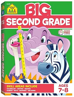 School Zone - Big Second Grade Workbook - 320 Pages, Ages 7 to 8, 2nd Grade, Word Problems, Reading Comprehension, Phonics, Math, Science, and More (School Zone Big Workbook Series)