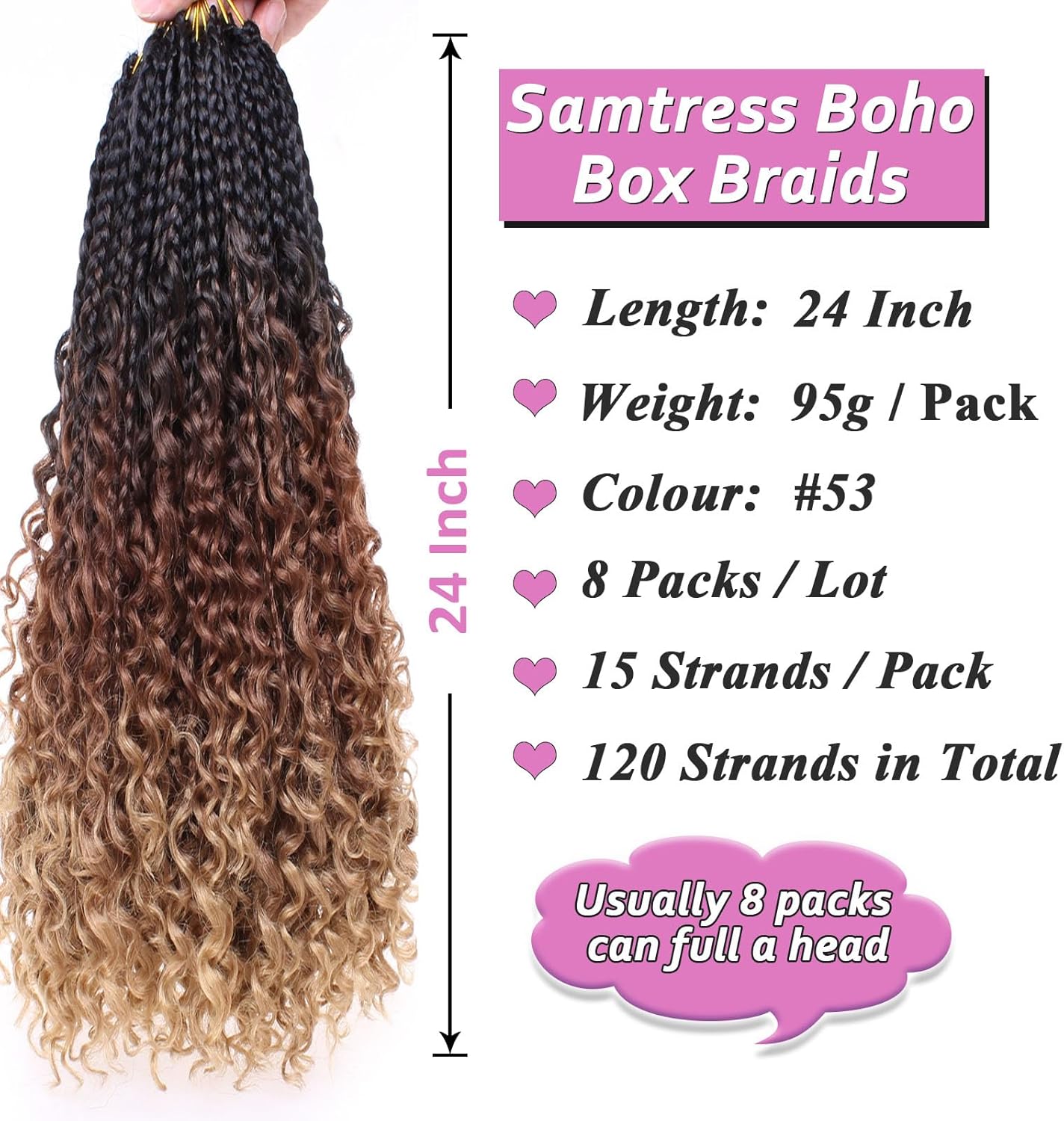 30 Inch Crochet Box Braids 8 Packs Black Goddess Box Braids Crochet Hair Bohomian Box Braids Crochet Hair Synthetic Braiding Hair Extensions_voghion.com