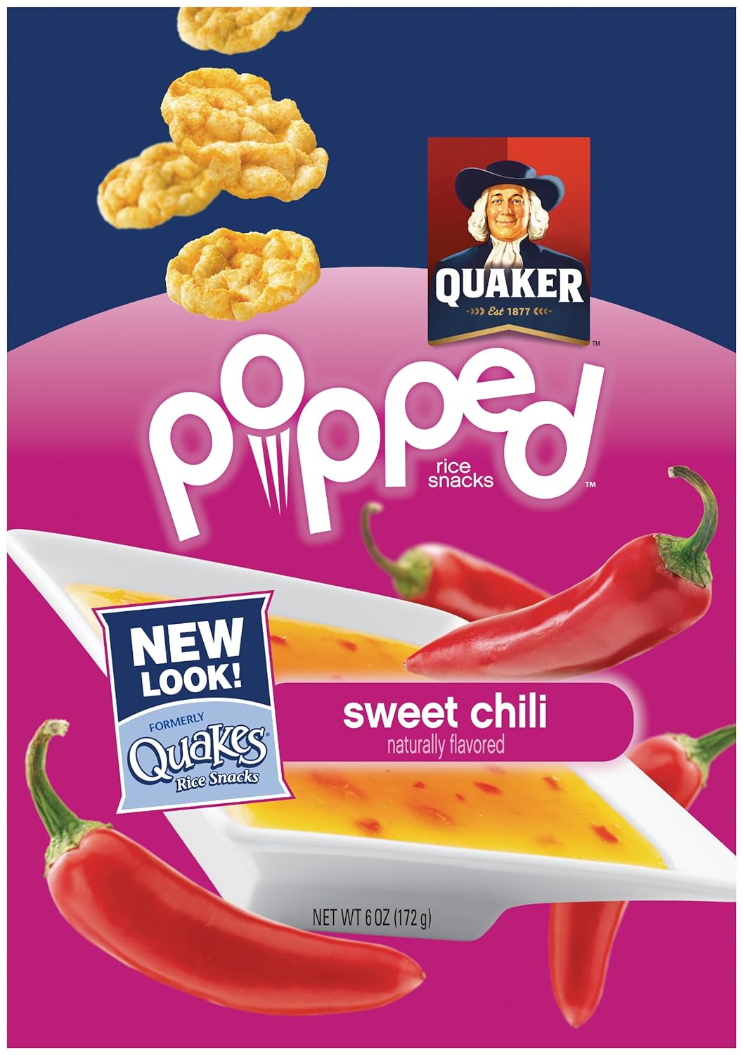quaker quakes rice snacks, sweet chili, 6.06 ounce (pack of 6)
