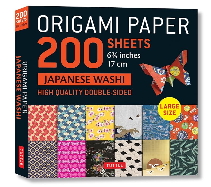 Origami Paper 200 sheet Japanese Washi Patterns 6 3/4" 17 cm: Double Sided Origami Sheets With 12 Different Patterns (Instructions for 6 Projects Included) by Tuttle Studio