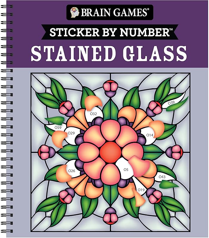 Brain Games - Sticker by Number: Stained Glass (28 Images to Sticker) by Publications International Ltd.
