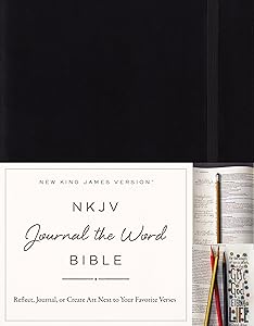 NKJV, Journal the Word Bible, Hardcover, Black, Red Letter Edition: Reflect, Journal, or Create Art Next to Your Favorite Verses