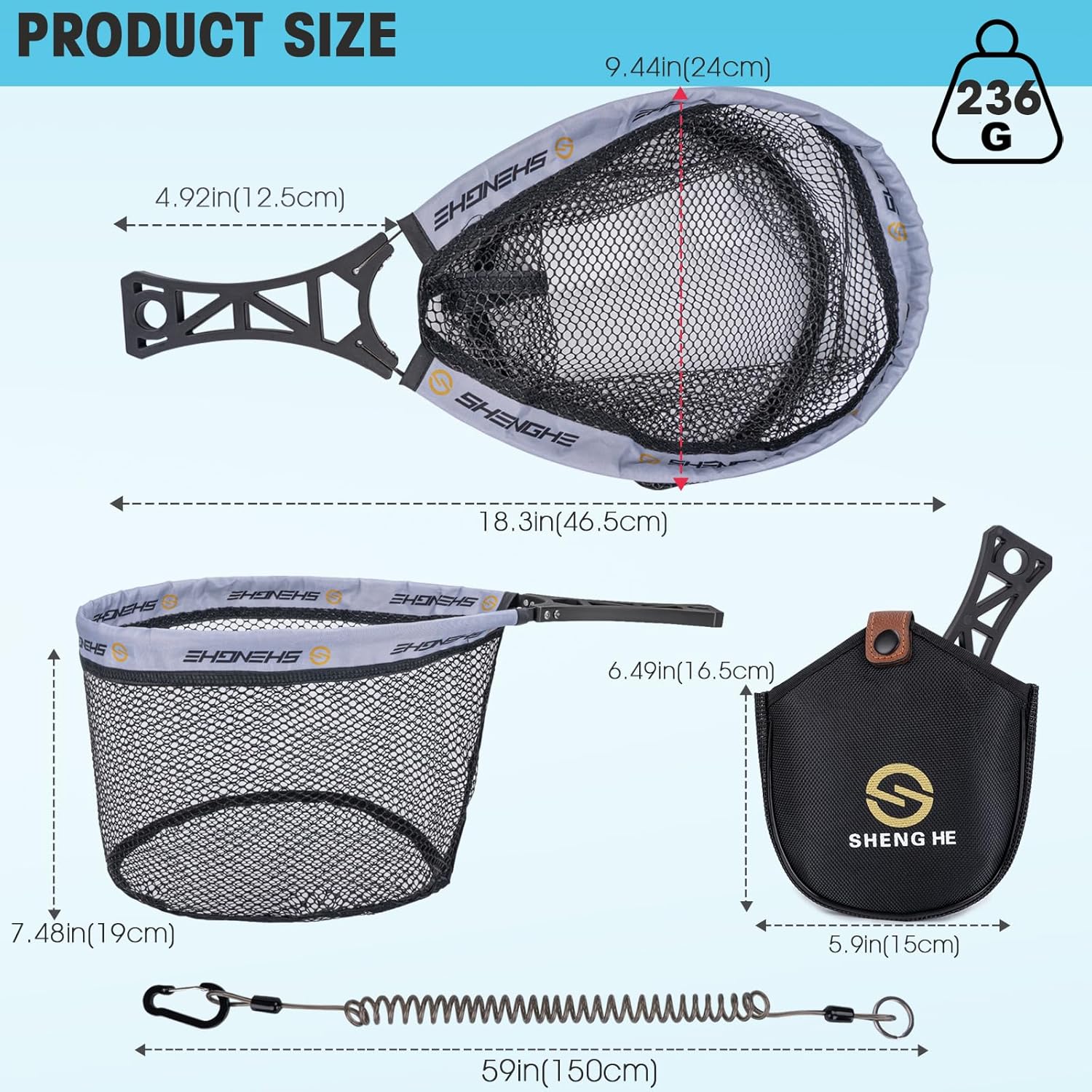 Fly Fishing Landing Net Foldable Trout Net Fishing Rubber Fish Net with  Handle | eBay