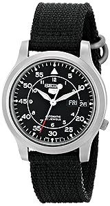 Seiko Men's SNK809 Seiko 5 Automatic Stainless Steel Watch with Black Canvas Strap