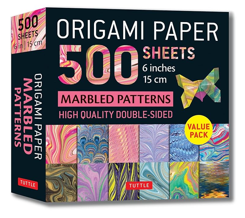 Origami Paper 500 sheets Marbled Patterns 6" (15 cm): Tuttle Origami Paper: Double-Sided Origami Sheets Printed with 12 Different Designs (Instructions for 6 Projects Included) by Tuttle Studio