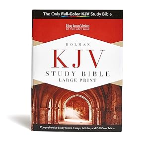 KJV Study Bible Large Print Edition, Hardcover, Red Letter, Pure Cambridge Text, Study Notes and Commentary, Illustrations, Articles, Word Studies, Outlines, Timelines, Easy-to-Read Bible MCM Type by Holman Bible Publishers