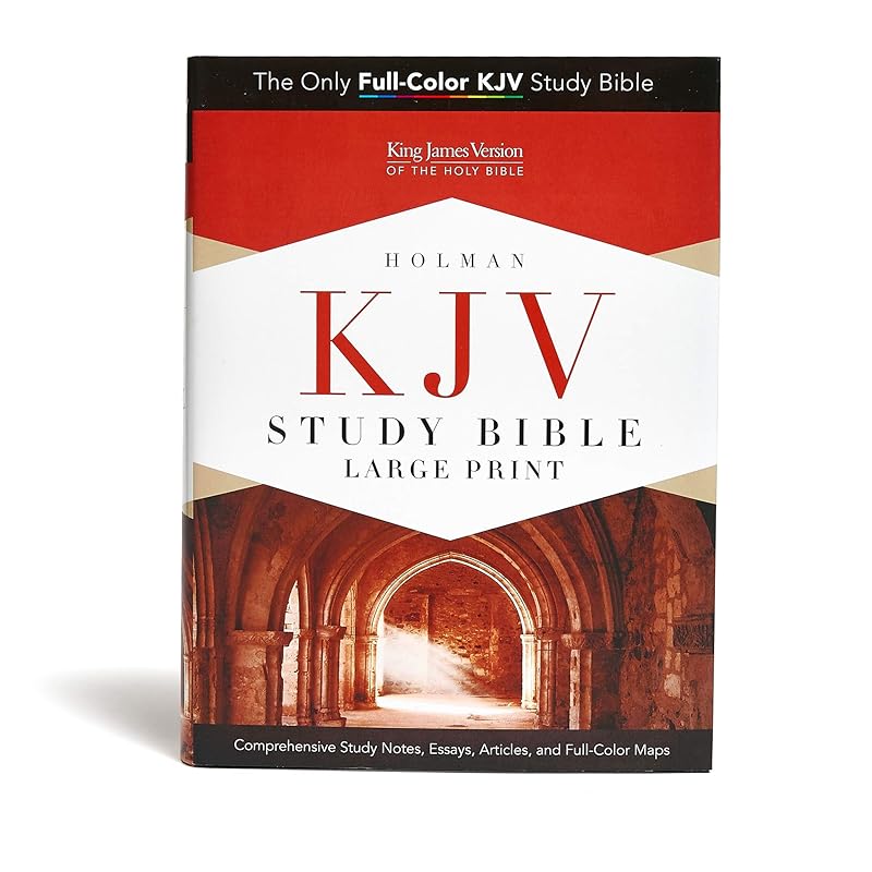 KJV Study Bible Large Print Edition, Hardcover, Red Letter, Pure Cambridge Text, Study Notes and Commentary, Illustrations, Articles, Word Studies, Outlines, Timelines, Easy-to-Read Bible MCM Type by Holman Bible Publishers