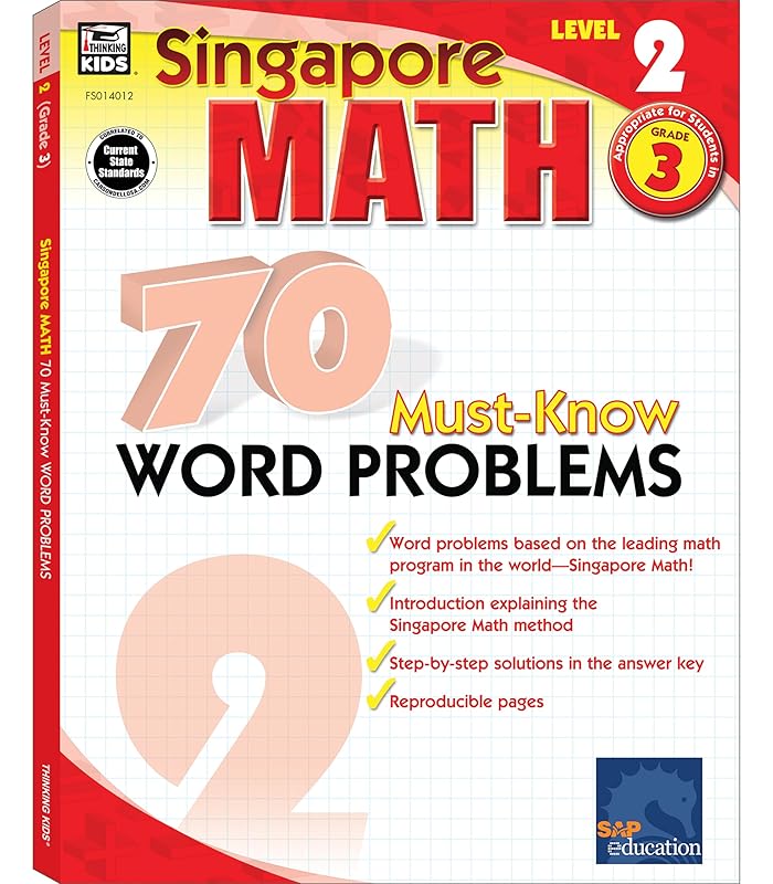 Singapore Math Level 2 70 Must-Know Word Problems 3rd Grade Workbooks, Singapore Math Grade 3, Addition, Subtraction, Multiplication 3rd Grade Math Workbooks, Classroom or Homeschool Curriculum by Frank Schaffer Publications