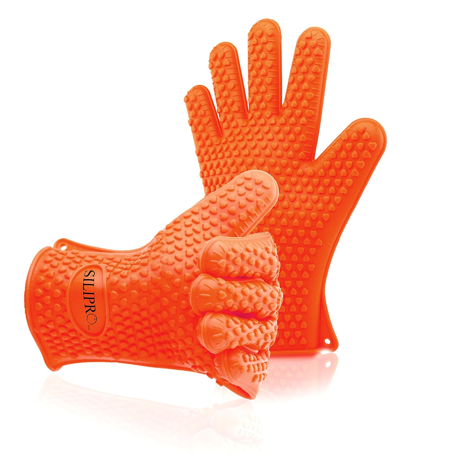 

#1 Silicone bbq Gloves - Heat Resistant - High Temperature Waterproof Insulated Kitchen Oven Mitts for BBQ - Long Silicone Rubber Grip Best for Grill - Pot Holders Two Handed for Men & Women - One Size Fit - One Pair - [Orange]