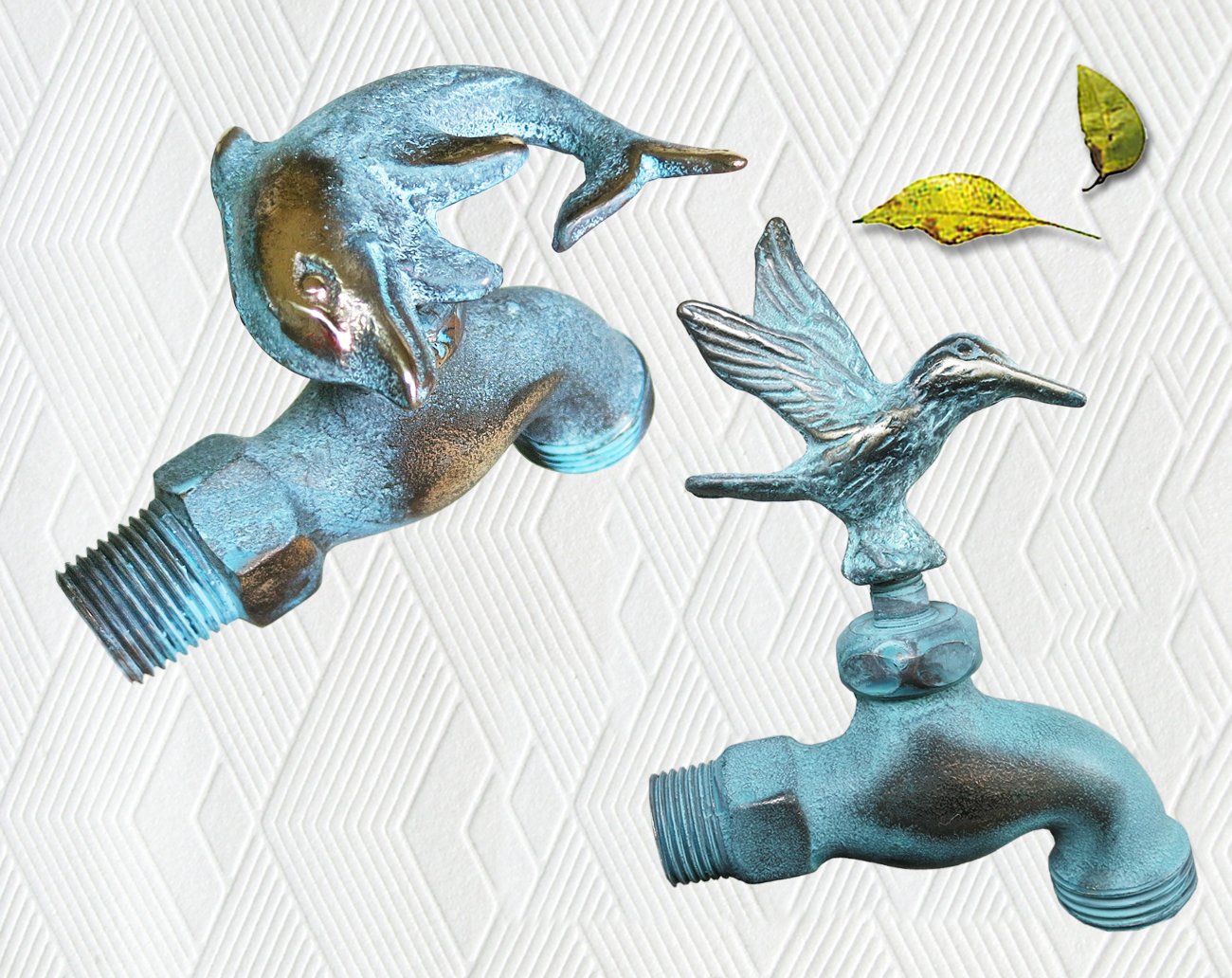 

Brass Garden Outdoor Faucet - Hummingbird & Dolphin - Set of 2 Pcs