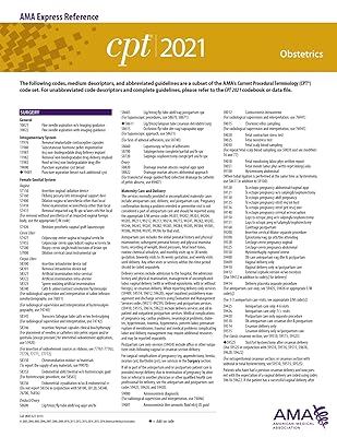 Obstetrics (CPT 2021 Express Reference Coding Card)