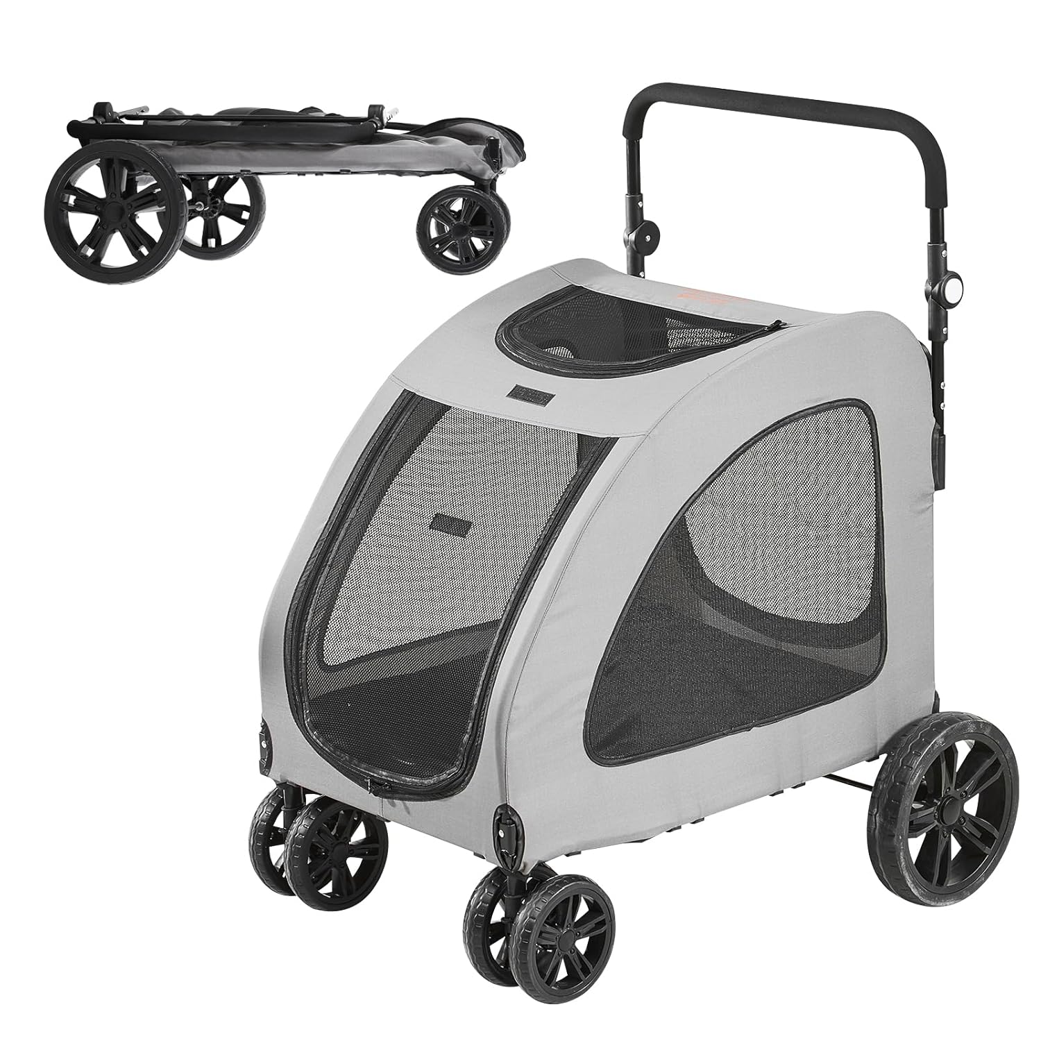 VEVOR Extra Large Dog Stroller For Dogs Up To 160lbs, 4 Wheel Handle-Adjustable Pet Stroller For Large Dog, Jogging Carriage For 2 Dogs_voghion.com