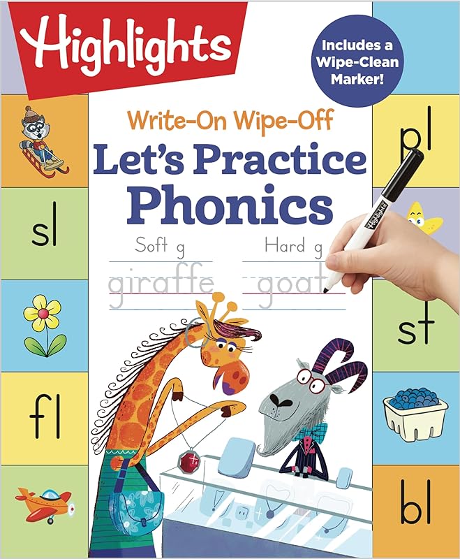 Write-On Wipe-Off Let's Practice Phonics (Highlights Write-On Wipe-Off Fun to Learn Activity Books) by Highlights Learning