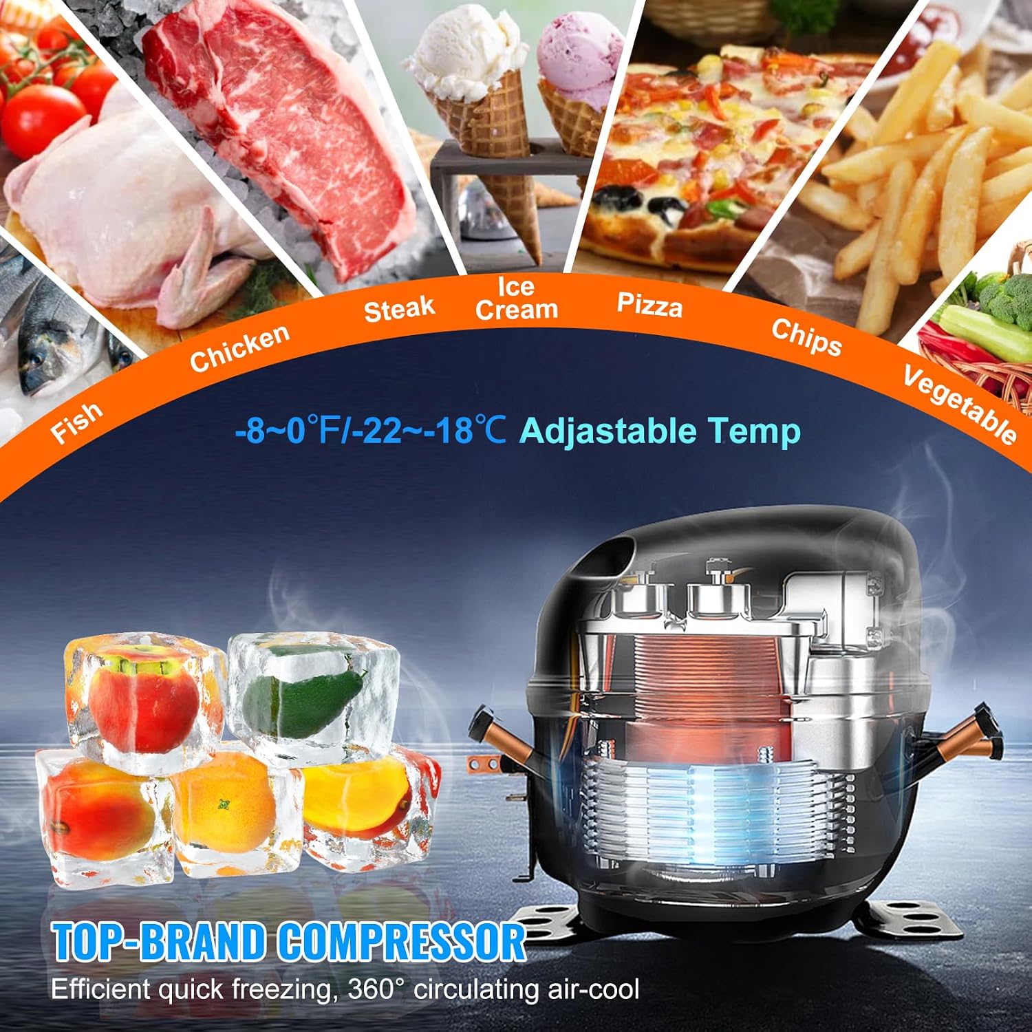 VEVOR Piano di lavoro per congelatore commerciale da 28" W, congelatori sottobanco da 7,4 piedi cubi con ruote, tavolo di preparazione per scongelamento a temperature comprese tra 0 e 8℉, porta singola in acciaio inox_voghion.com