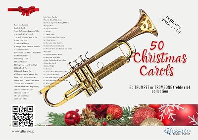 50 Christmas Carols - Bb Trumpet/Cornet or Trombone treble clef sheet music: beginners grade 1 - 1.5