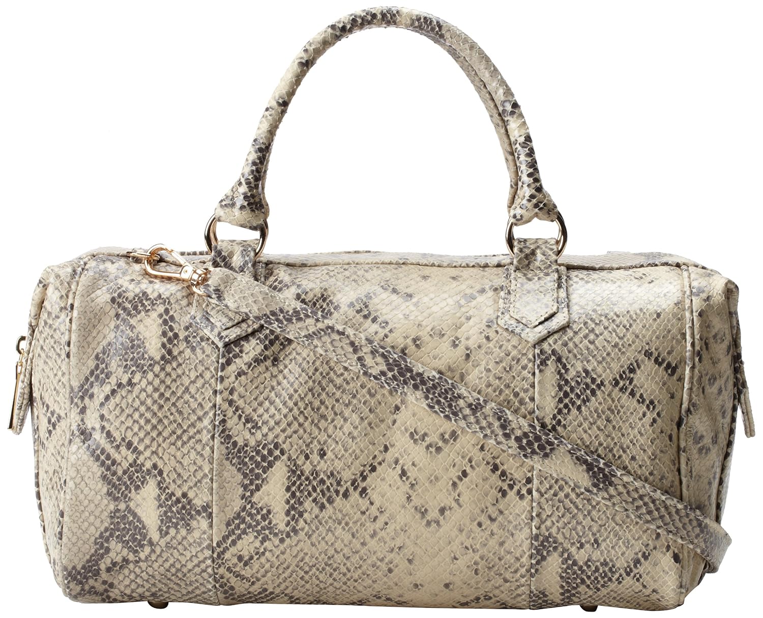 lauren merkin quinn satchel lambskin top handle bag,grey/cream