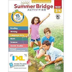 Summer Bridge Activities 3rd to 4th Grade Workbook, Activity Book With Math, Language Arts, Reading Comprehension, Science, Social Studies, Writing, Fitness, Flash Cards, Stickers and More by Summer Bridge Activities