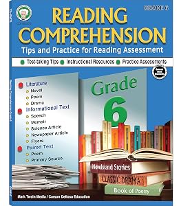 Grade 6 Reading Comprehension Workbook―Literature, Novels, Poetry, Science and Newspaper Articles, Speeches, and Memoirs With Reading Assessment Practice, ELA for Homeschool or Classroom (64 pgs) by Schyrlet Cameron