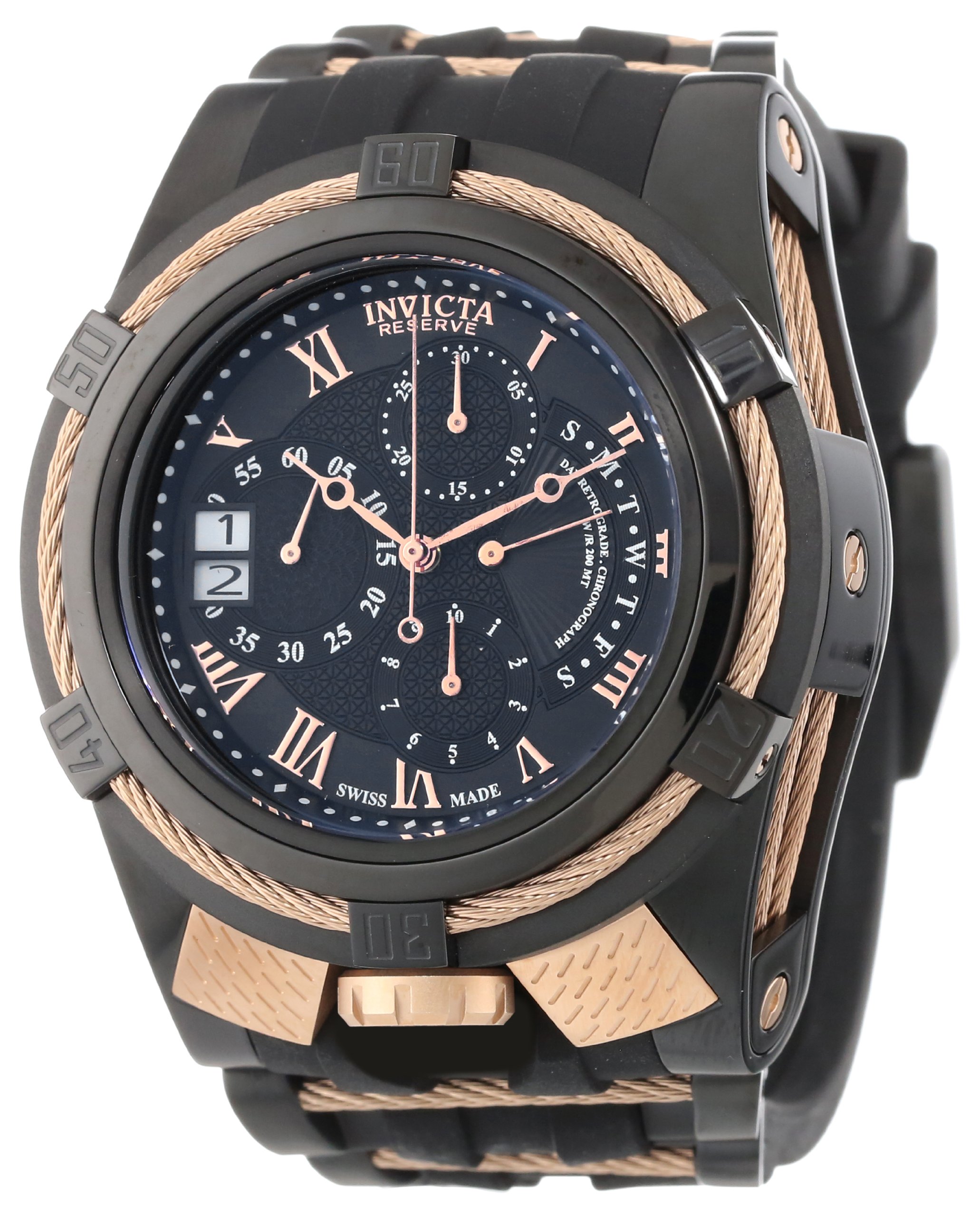 invicta mens 12677 bolt reserve chronograph black textured dial