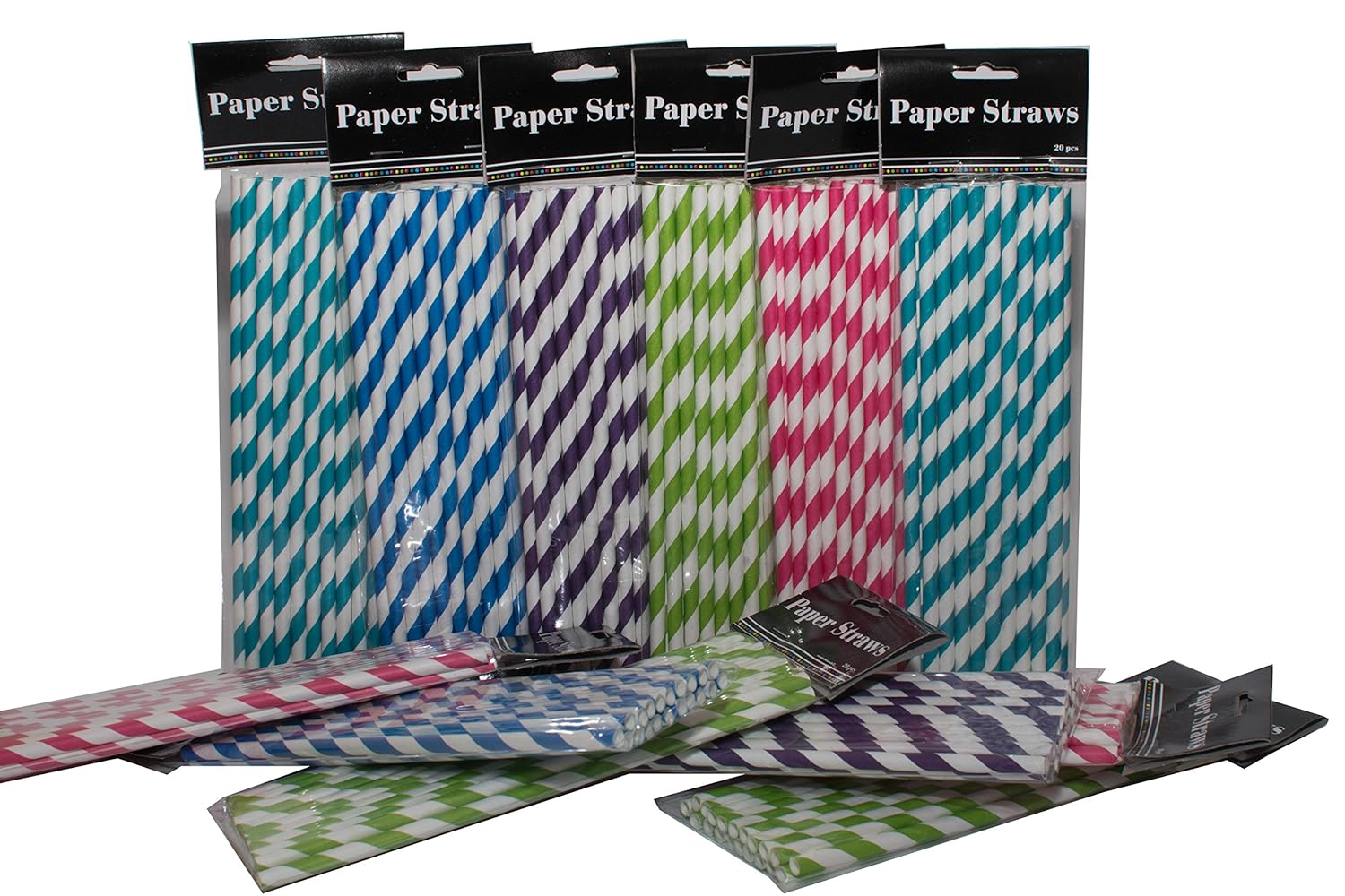 

Striped Paper Straws - assorted colors - bulk pack of 240