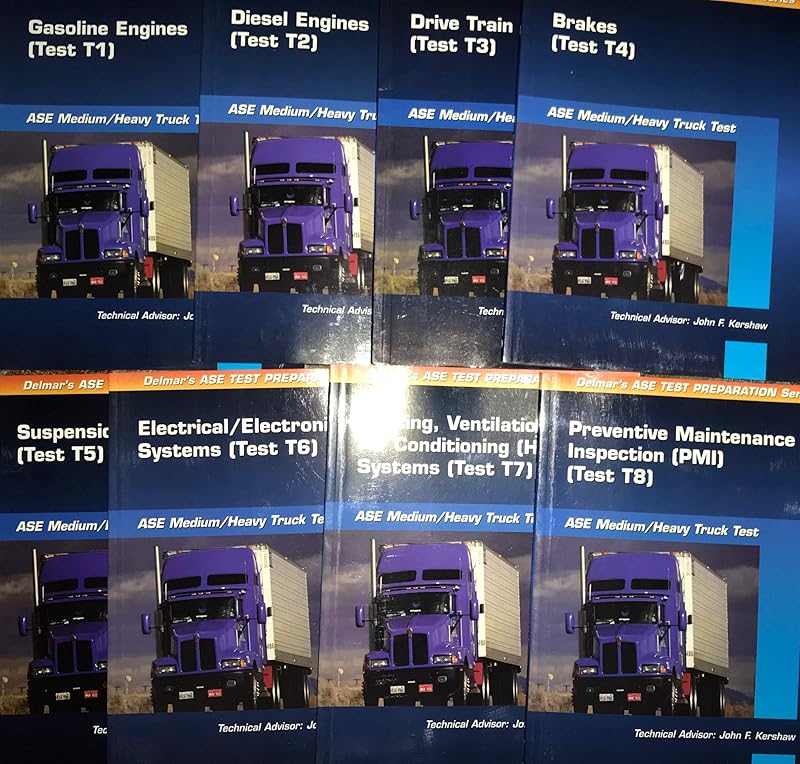Med-Heavy Truck Set: Med-Heavy Truck, Nos. T1-T8 (Ase Test Prep Series) by Delmar