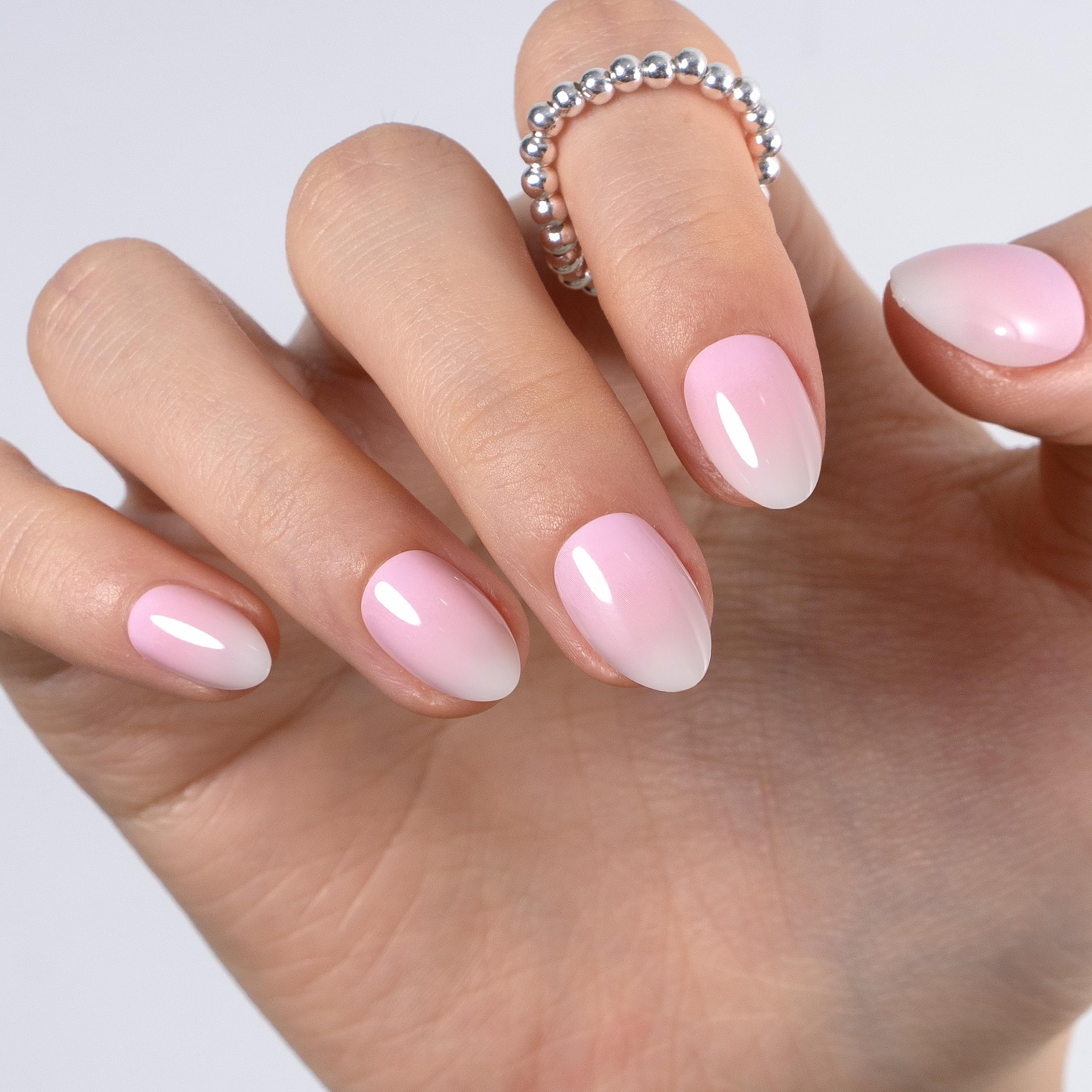 Soft Gel Almond Press On Nails Peach Nude Reusable Nail Kit_voghion.com