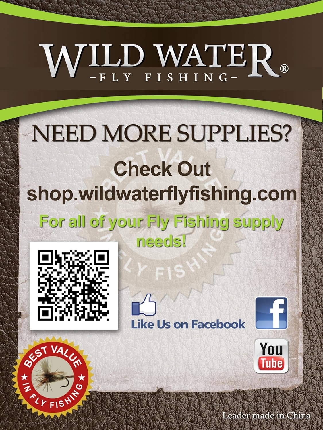 

Wild Water Fly Fishing Tapered Leader-4X, 7'6", 3 pack