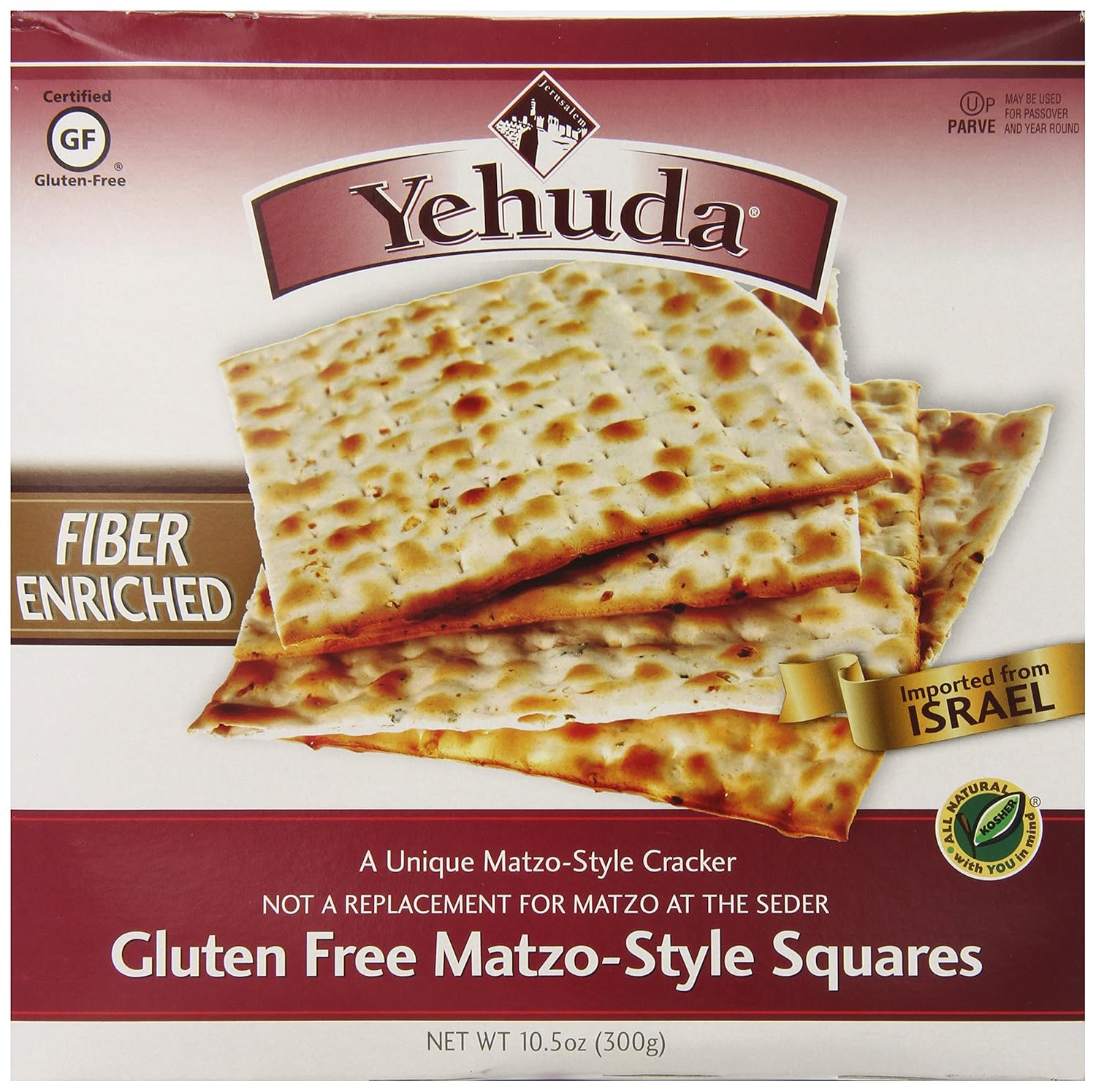 yehuda gluten free high fiber matzo style squares, 10.5 ounce